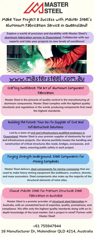 Make Your Project a Success with Master Steel's Aluminium Fabrication Service in Queensland!