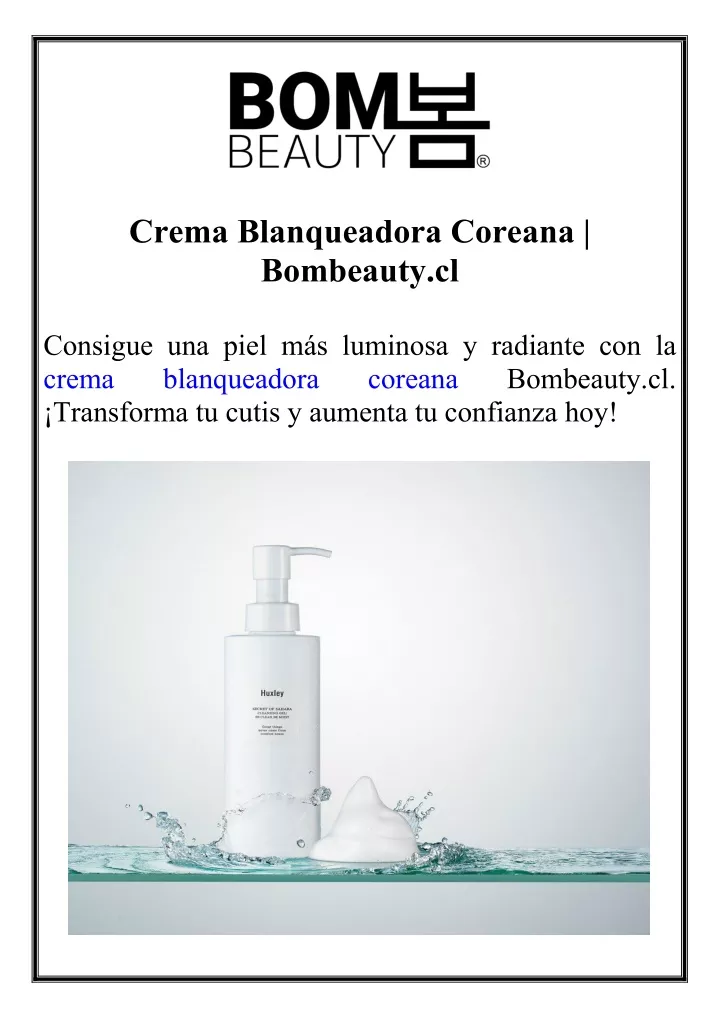 crema blanqueadora coreana bombeauty cl