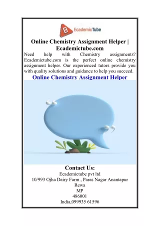 Online Chemistry Assignment Helper  Ecademictube.com