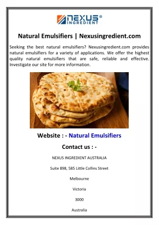 Natural Emulsifiers  Nexusingredient.com