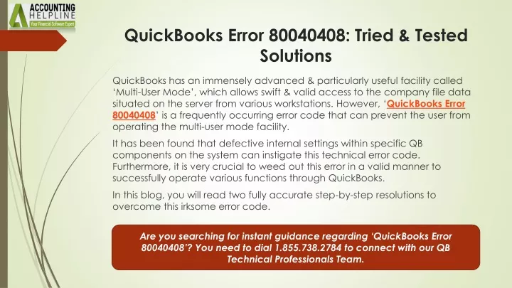 quickbooks error 80040408 tried tested solutions