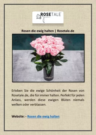 Rosen die ewig halten | Rosetale.de