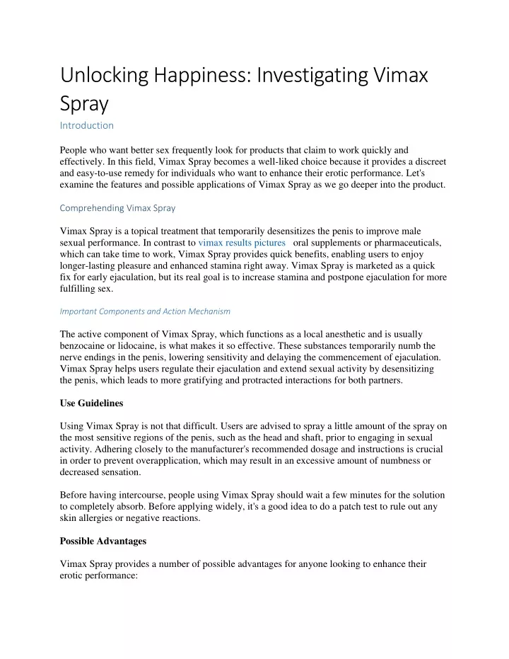 unlocking happiness investigating vimax spray