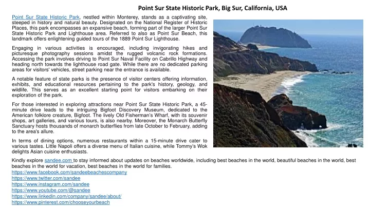 point sur state historic park big sur california