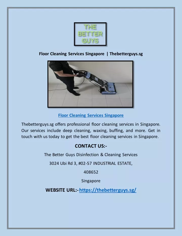 floor cleaning services singapore thebetterguys sg