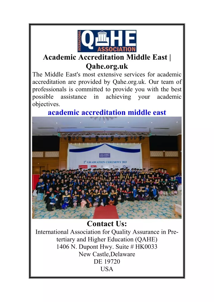 academic accreditation middle east qahe