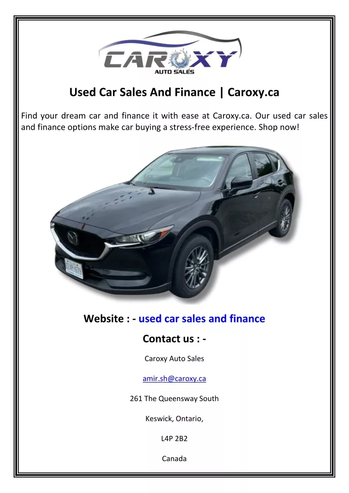 used car sales and finance caroxy ca