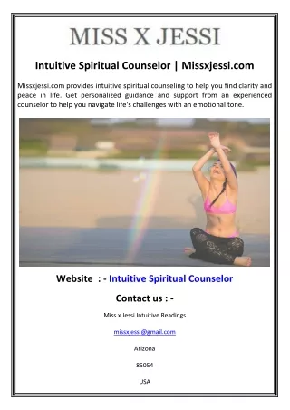 Intuitive Spiritual Counselor  Missxjessi.com