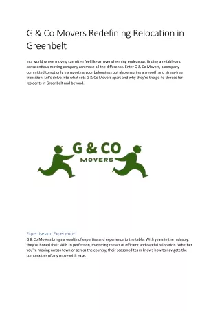 G & Co Movers - Greenbelt