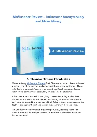 AInfluencer Review - Influencer Anonymously and Make Money