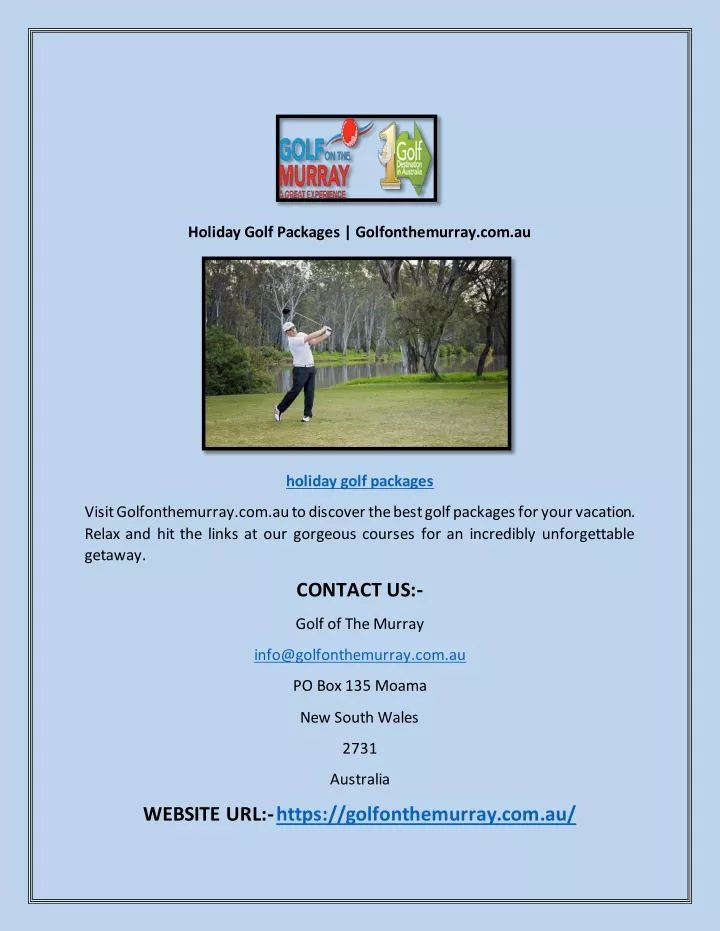 holiday golf packages golfonthemurray com au