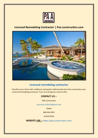 Licensed Remodeling Contractor | Paa-construction.com