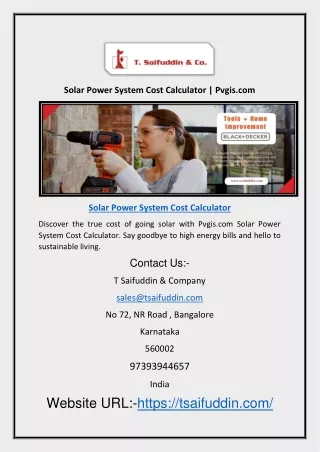 Solar Power System Cost Calculator | Pvgis.com