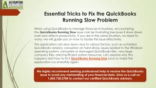 essential tricks to fix the quickbooks running slow problem