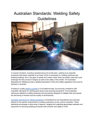 Australian Standards_ Welding Safety Guidelines