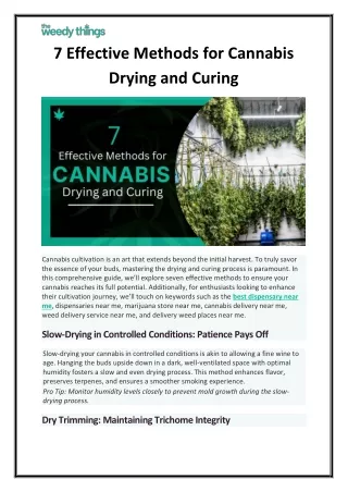 7 Effective Methods for Cannabis Drying and Curing