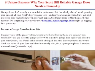 5 Unique Reasons Why Your Scott Hill Reliable Garage Door Needs a Power-Up