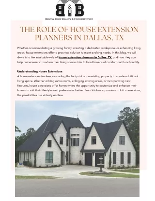 Expand Your Space with House Extension Planners in Dallas, TX