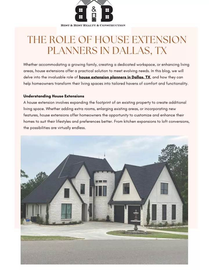 the role of house extension planners in dallas tx