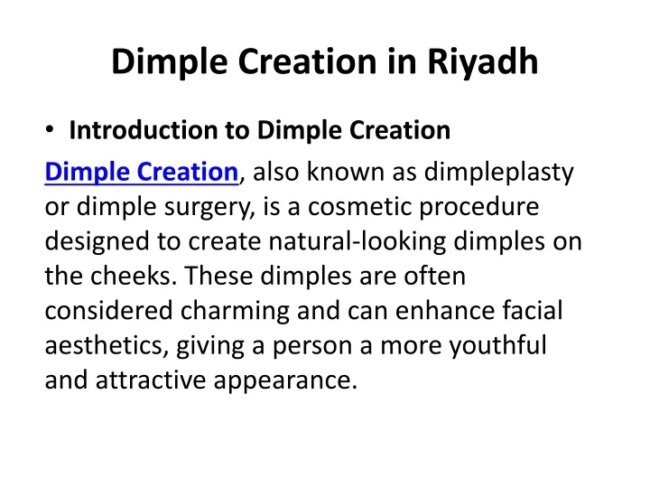 dimple creation in riyadh