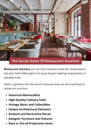 The Secret Gems Of Restaurant Auctions