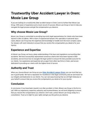 Trustworthy Uber Accident Lawyer in Orem_ Moxie Law Group