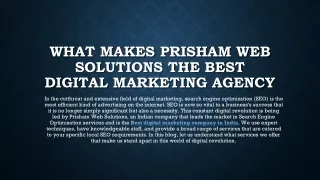 What Makes Prisham Web Solutions the Best Digital Marketing Agency