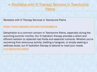 Revitalize with IV Therapy Services in Twentynine Palms