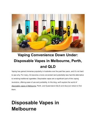 Vaping Convenience Down Under_ Disposable Vapes in Melbourne, Perth, and QLD