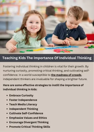 Teaching Kids The Importance Of Individual Thinking