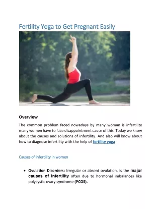 Fertility Yoga to Get Pregnant Easily