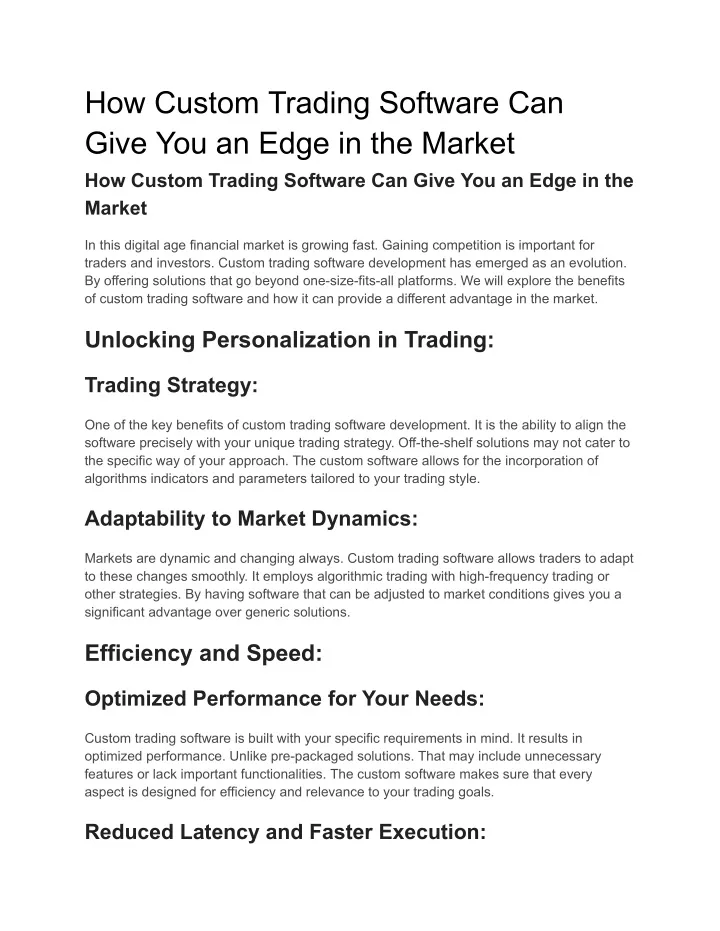 how custom trading software can give you an edge