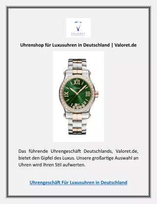 Uhrenshop für Luxusuhren in Deutschland | Valoret.de