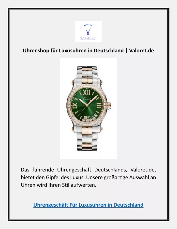 uhrenshop f r luxusuhren in deutschland valoret de