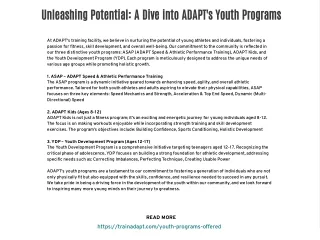 Unleashing Potential: A Dive into ADAPT's Youth Programs