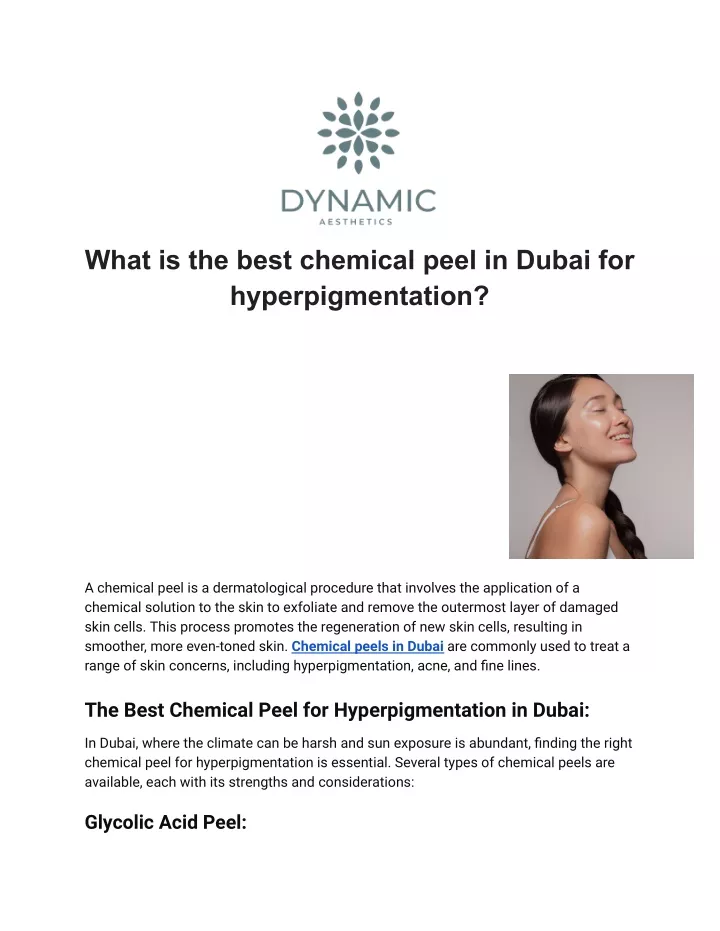 what is the best chemical peel in dubai