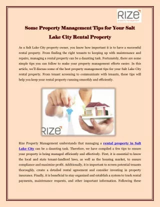 Some Property Management Tips for Your Salt Lake City Rental Property