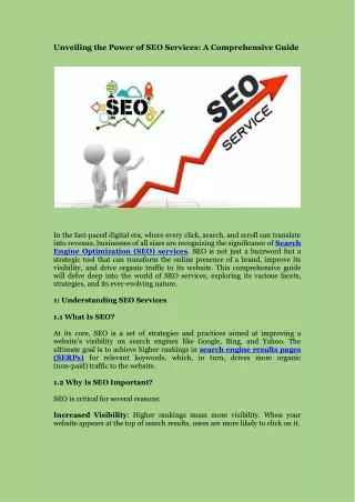 Unveiling the Power of SEO Services - A Comprehensive Guide