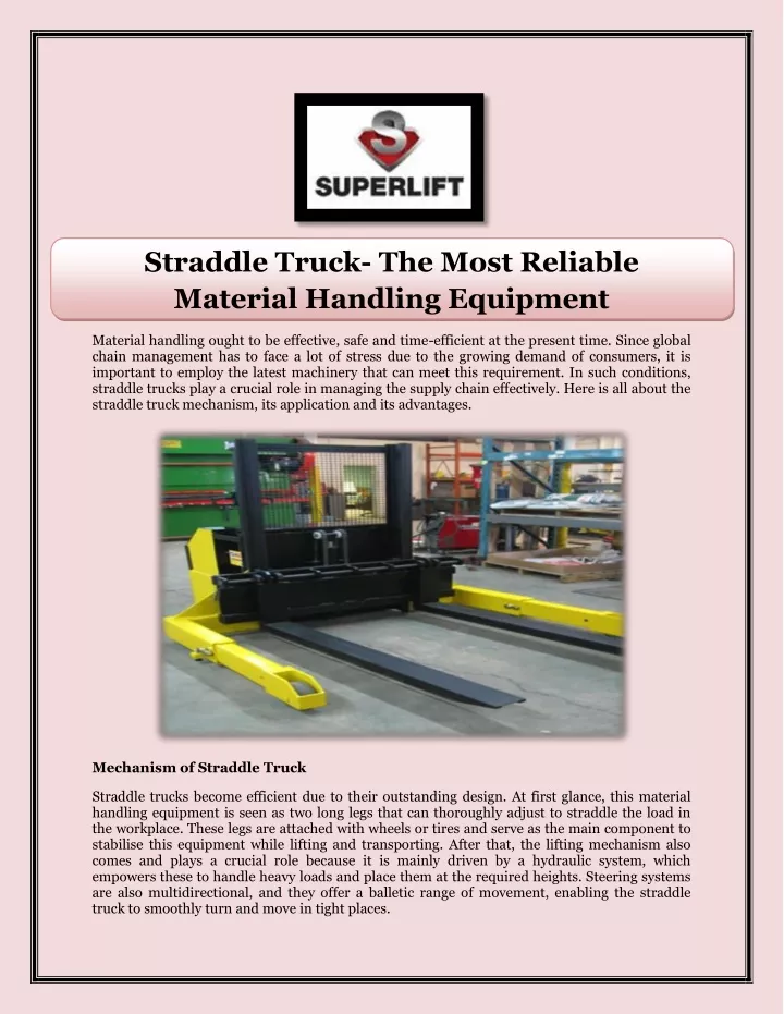 straddle truck the most reliable material