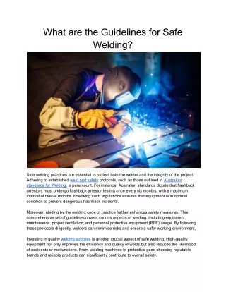 What are the Guidelines for Safe Welding