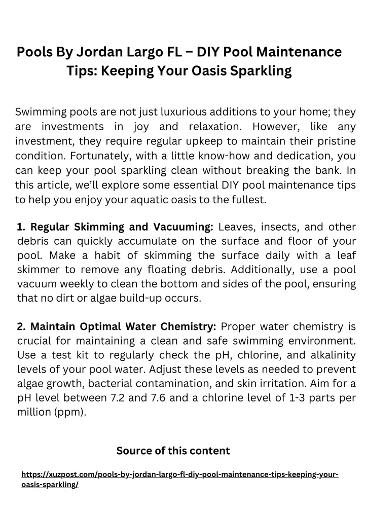 pools by jordan largo fl diy pool maintenance