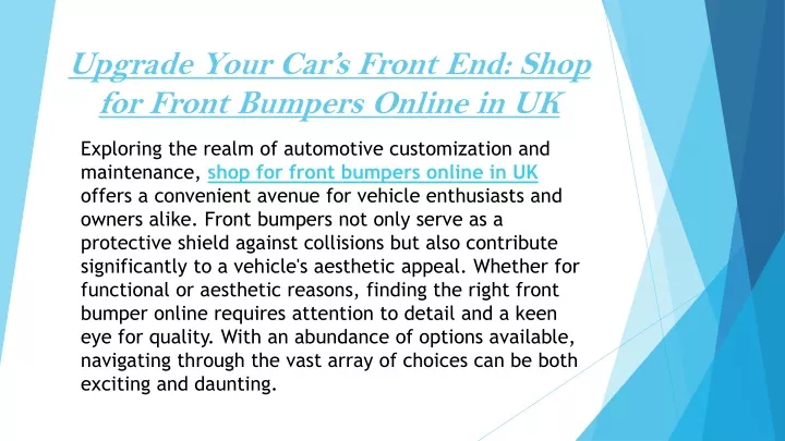 upgrade your car s front end shop for front bumpers online in uk