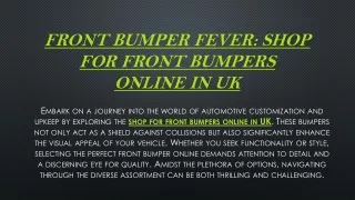 Front Bumper Fever Shop for Front Bumpers Online in UK