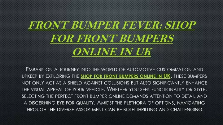 front bumper fever shop for front bumpers online in uk