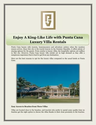 Enjoy A King-Like Life with Punta Cana Luxury Villa Rentals