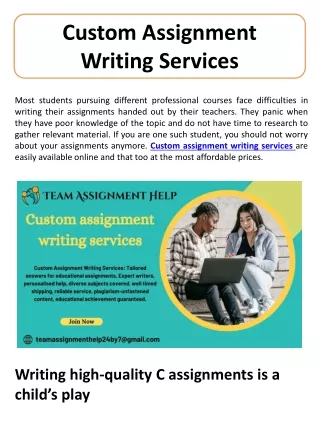 Custom assignment writing services