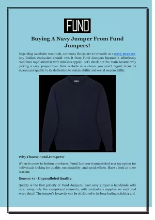 Buying A Navy Jumper From Fund Jumpers!