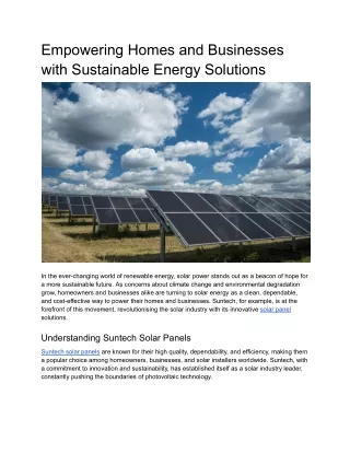Empowering Homes and Businesses with Sustainable Energy Solutions