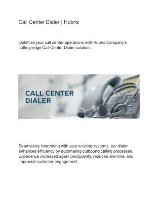 Call Center Dialer | Hubris