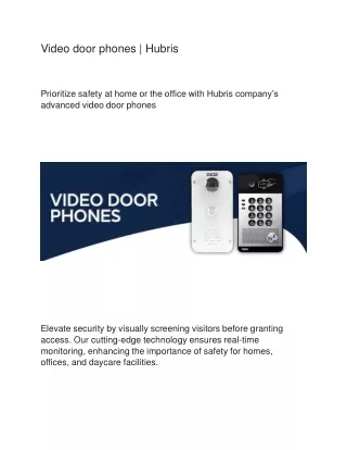 Video door phones | Hubris